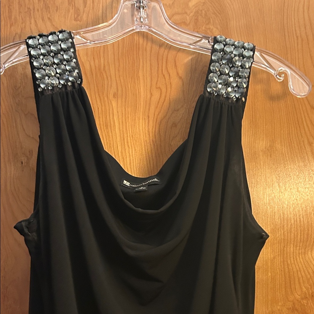 Black Sleeveless Top with Embellished Straps
